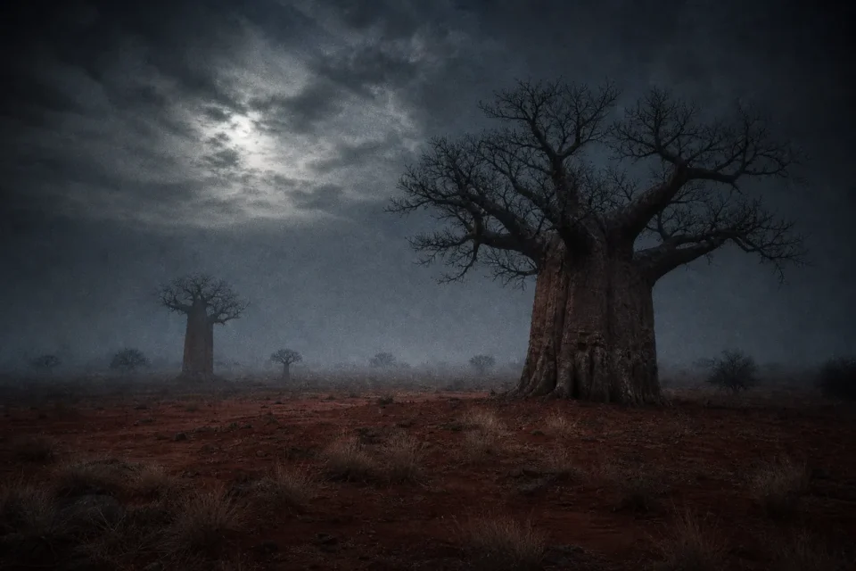 África: sabana ancestral bajo luna pálida