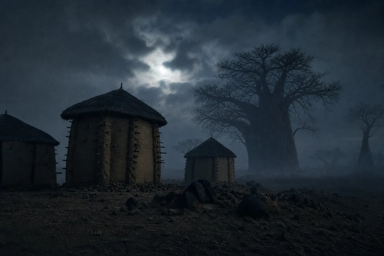 África occidental: baobabs en sabana nocturna