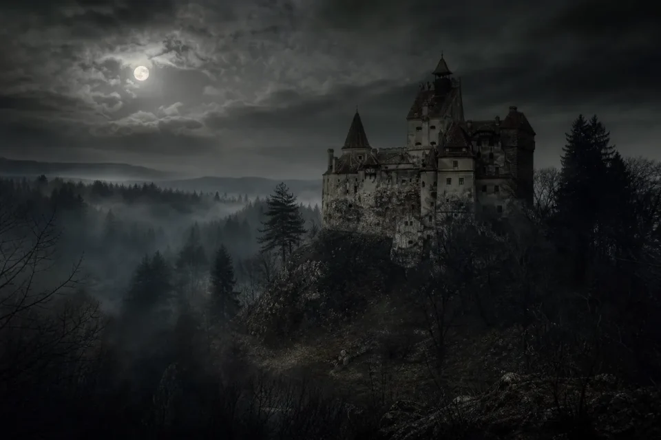Europa: castillo gótico en niebla