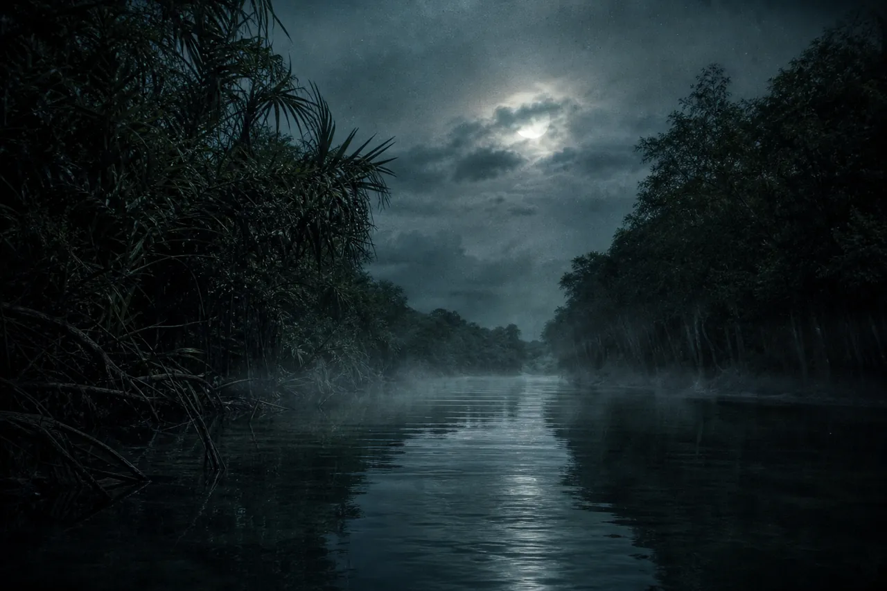 Melanesia: río selvático en niebla