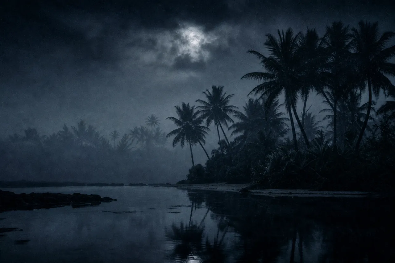 Micronesia: atolón y laguna nocturnos