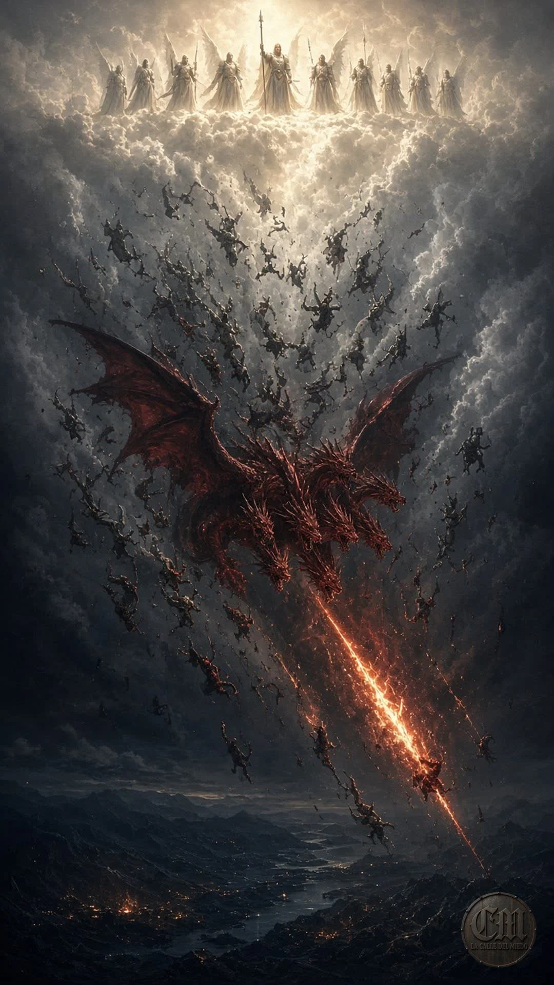 El dragón y sus ángeles son arrojados del cielo a la tierra