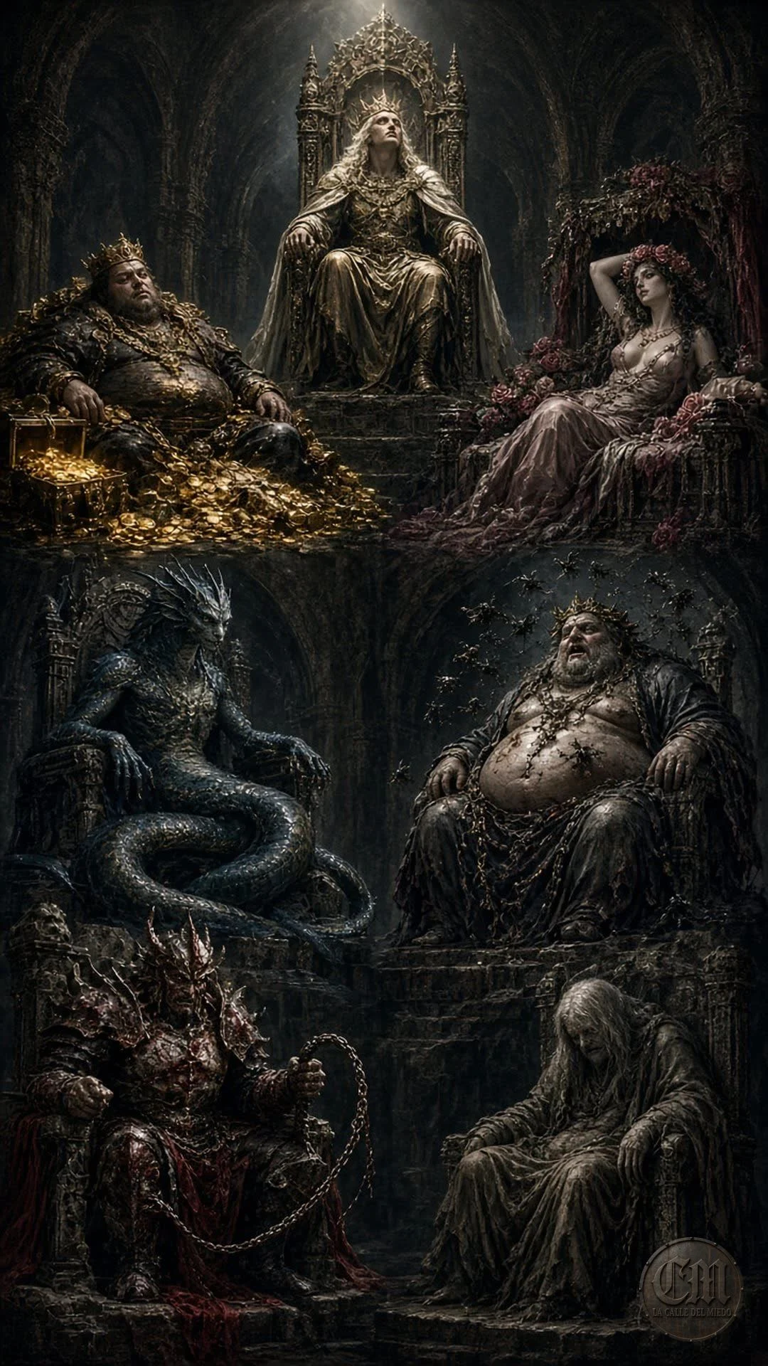 Los siete oficios: príncipes de los vicios en tronos de distinto rango