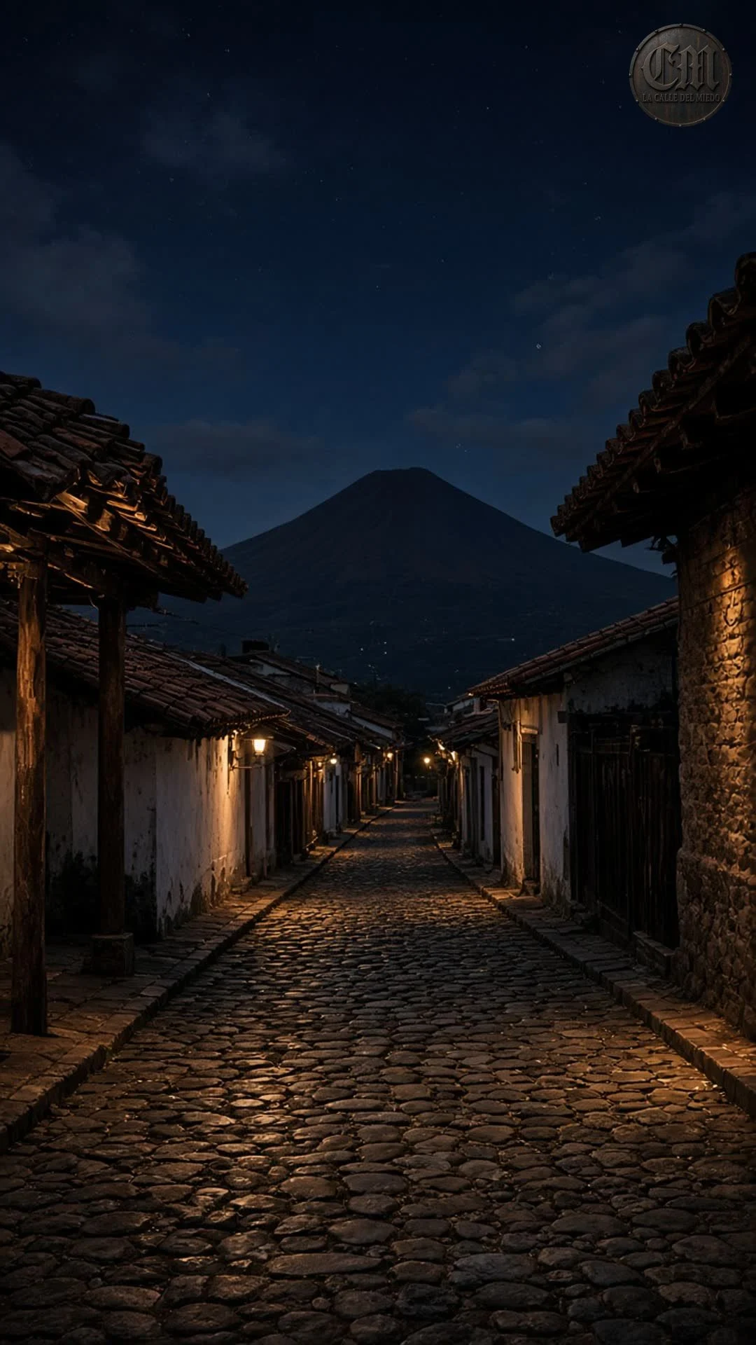Calles empedradas de Suchitlán, pueblo de Comala al pie del Volcán de Colima, con casas de teja y portales.